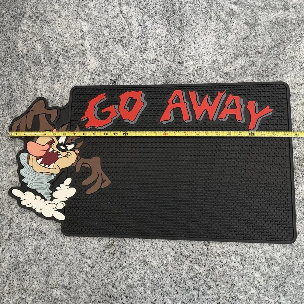 VINTAGE / Super Rare - Side Graphic 1997 Looney Tunes Taz GO AWAY Rubber Doormat